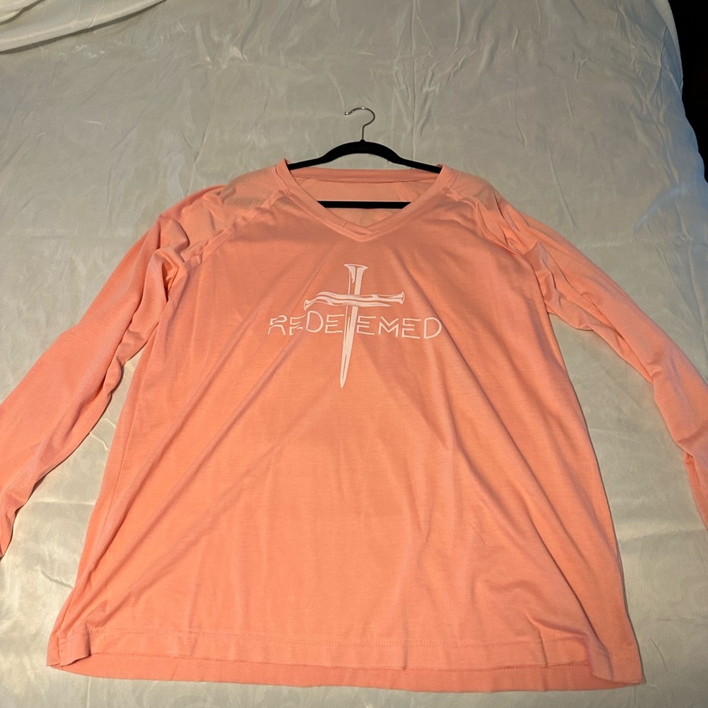 Peach 'Redeemed' Graphic Long Sleeve Shirt